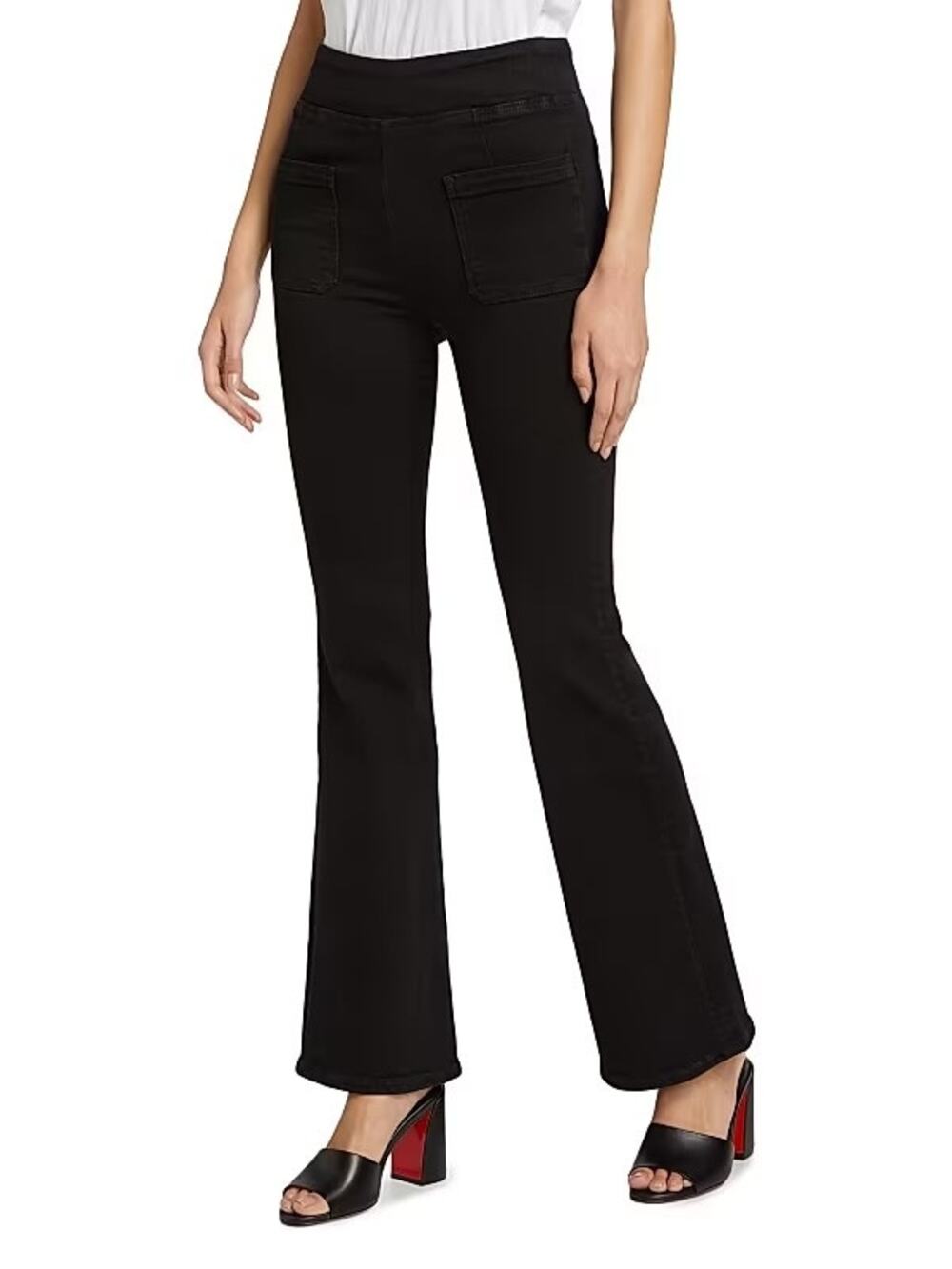 Frame Denim The Jetset Flare Leg Pants Sheen Noir Size 30-34" 2 Pull On Stretch